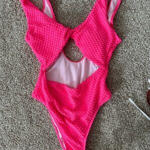 Vibrant Pink Textured Swimsuit